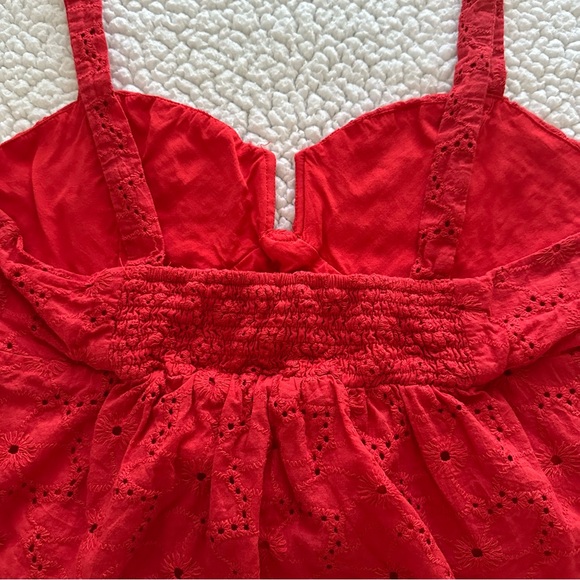 LULUS red eyelet lace cami tank crop top side zipper ruched stretch back XL - Picture 5 of 10